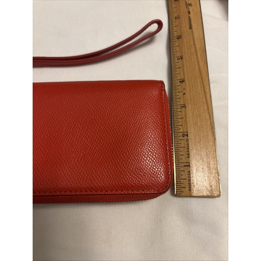 Coach Double Zip Travel Wallet Womens Leather Organizer True Red Pebbled Leather - Picture 10 of 10